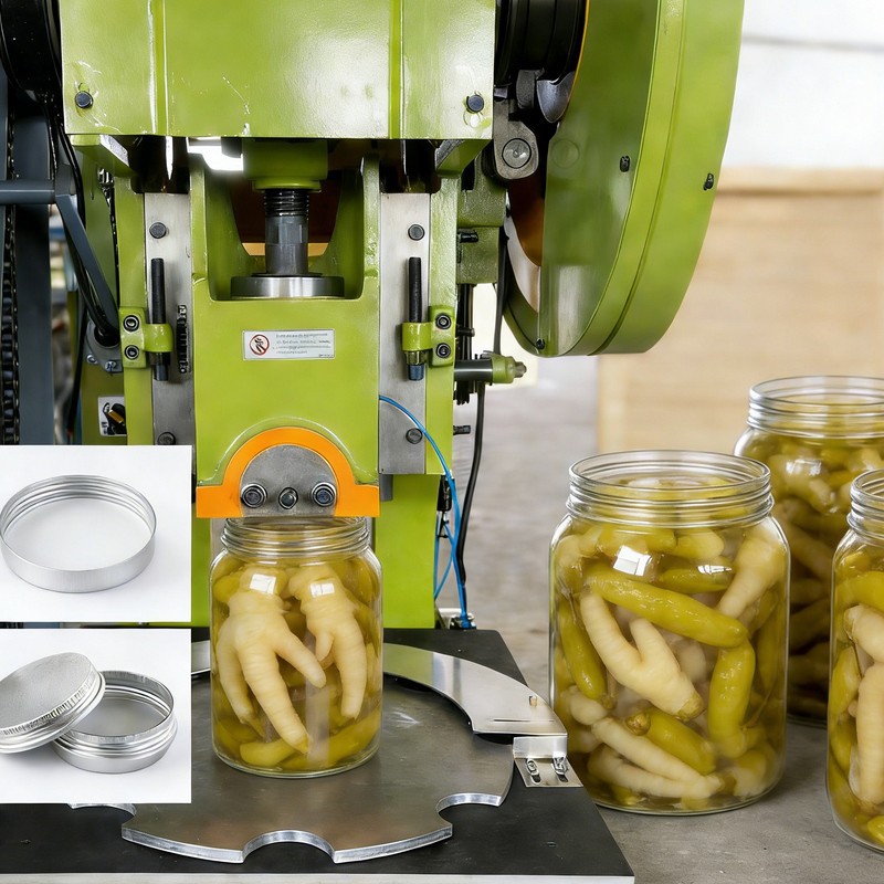 Productielijn met ingelegde peperkippenpoten en schroefdraaddop