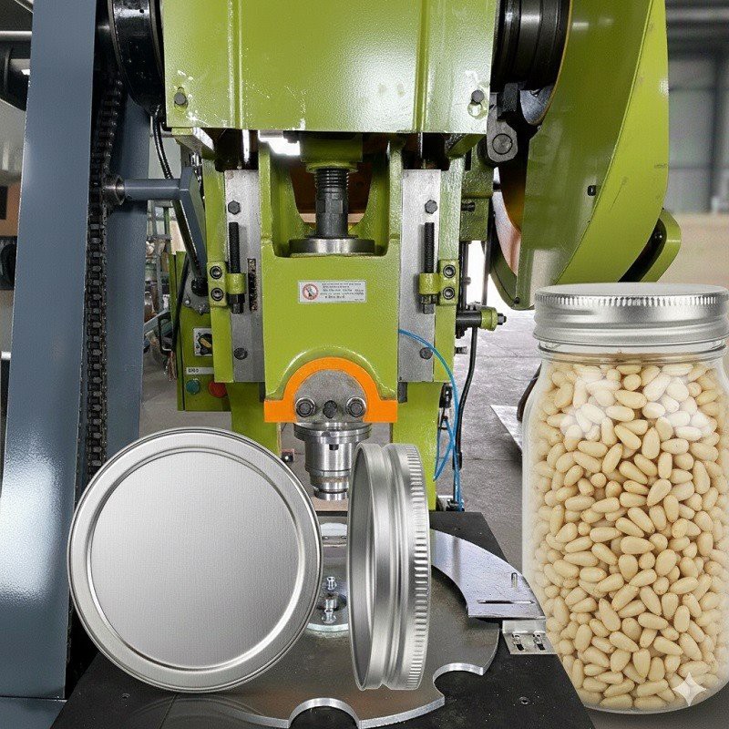 Productielijn met pijnboompitten en schroefdraaddop